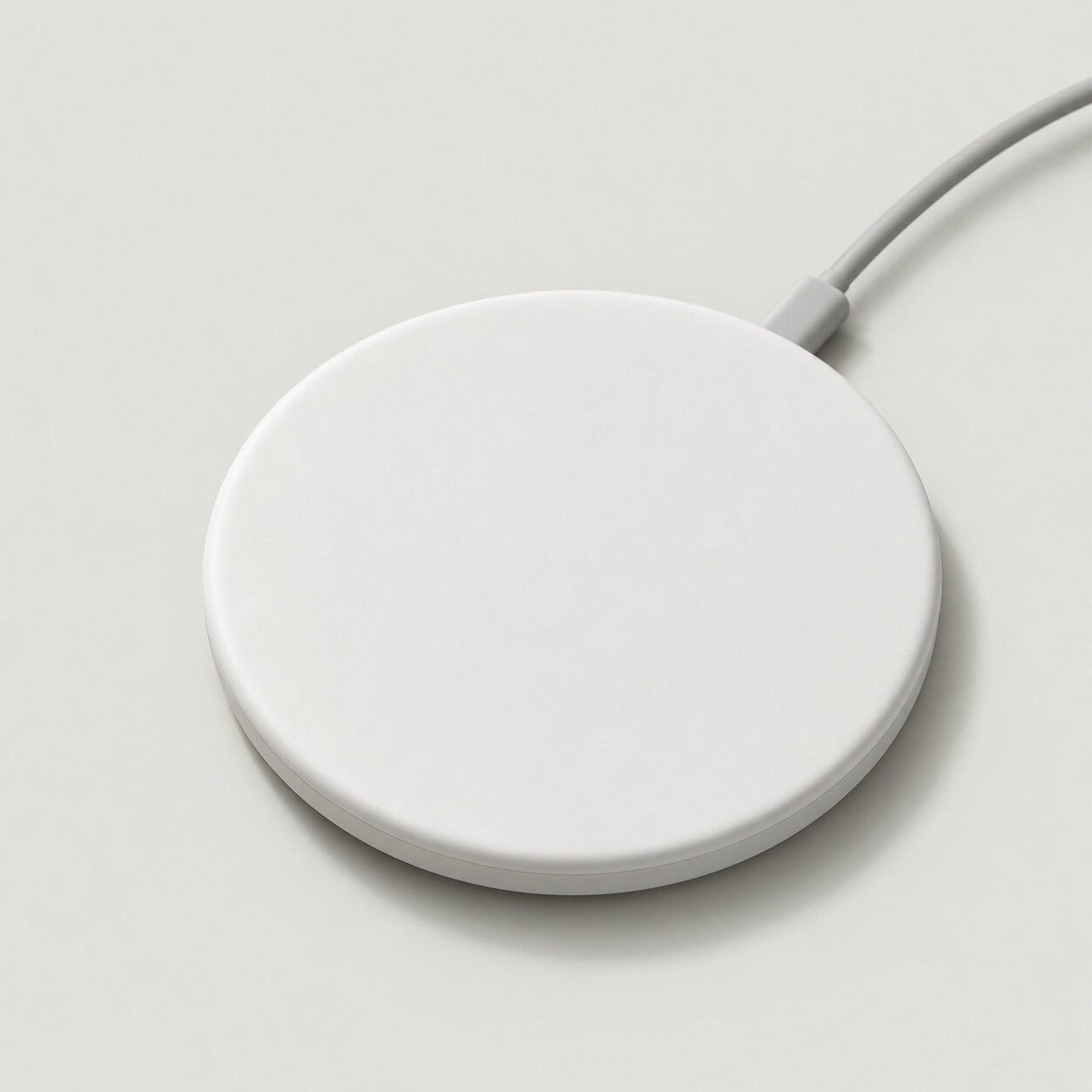 Le chargeur à induction : socle blanc mat, câble USB-C